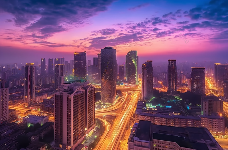 上海徐家汇夜景城市交通紫色背景,高清,摄影图,摄影图片,图片大全,摄影图免费下载